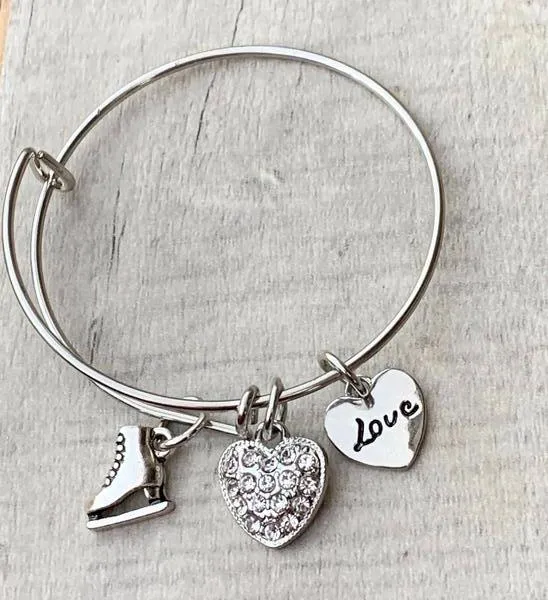 Girls Figure Skating Bangle Bracelet