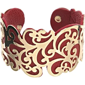 Gold & Red 1.5" Flourish Cuff Bracelet