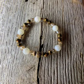 Gold & White Beaded Bracelet