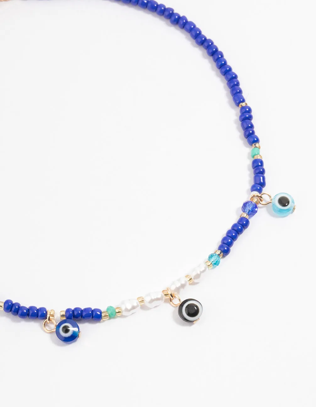 Gold Evil Eye Multi-Row Choker