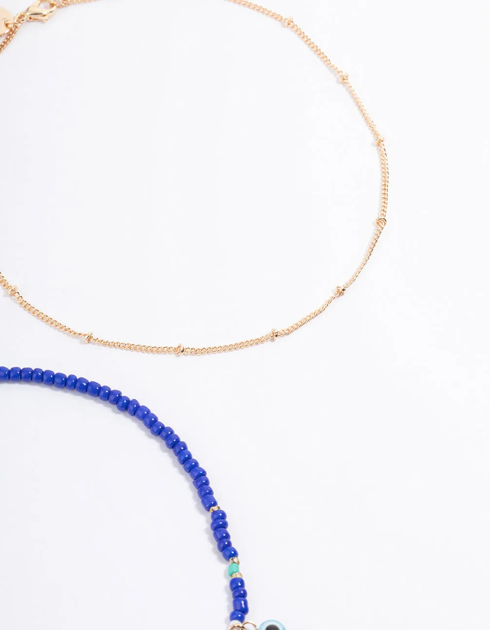 Gold Evil Eye Multi-Row Choker