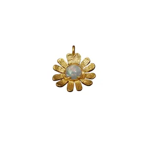 Gold Vermeil Flower Shape Ethiopian Opal Charm