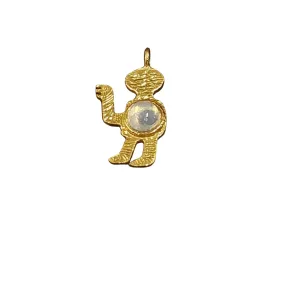 Gold Vermeil Robot Minimalist Designer Ethiopian Opal Charm