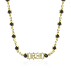 Gothic Font Opal Custom Necklace - 8mm