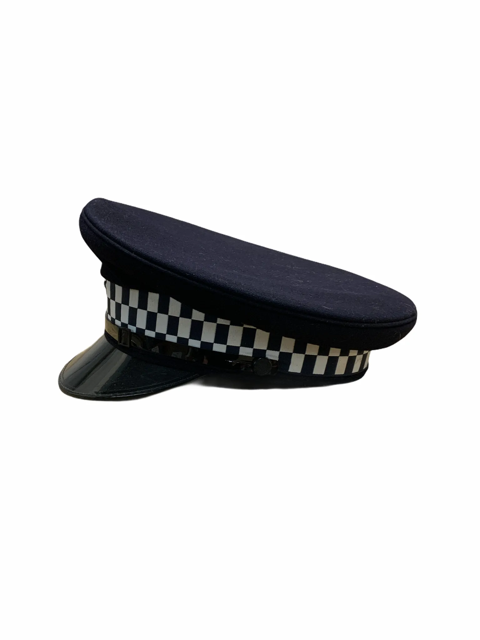 Grade B Dark Blue Flat Peaked Cap With Checkered Tape Fancy Dress Theatre And TV