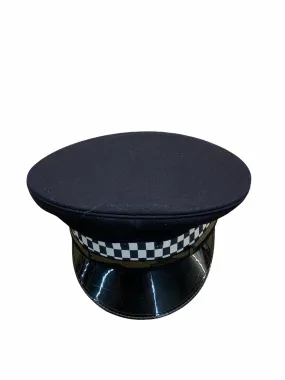 Grade B Dark Blue Flat Peaked Cap With Checkered Tape Fancy Dress Theatre And TV