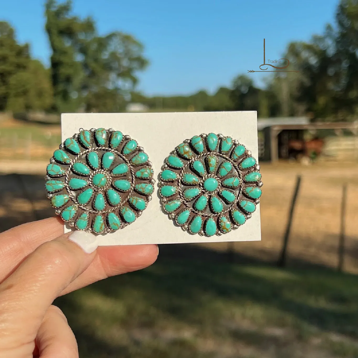 Grande Turquoise Cluster Earrings - Blue/Green Turquoise