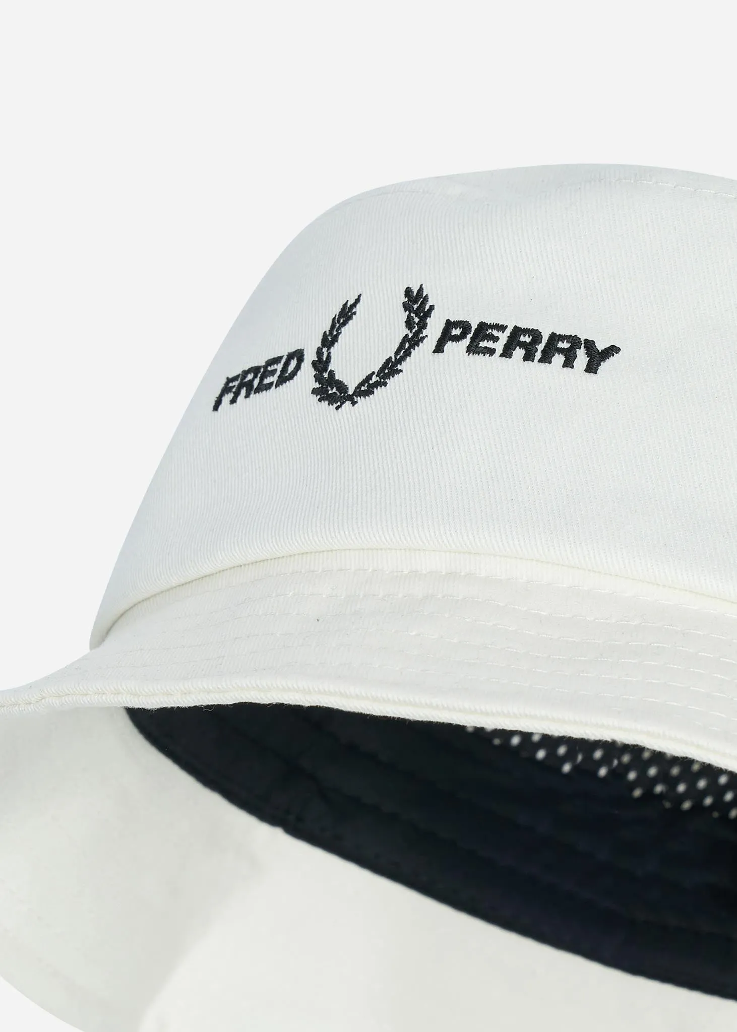 Graphic branded twill bucket hat - snow white