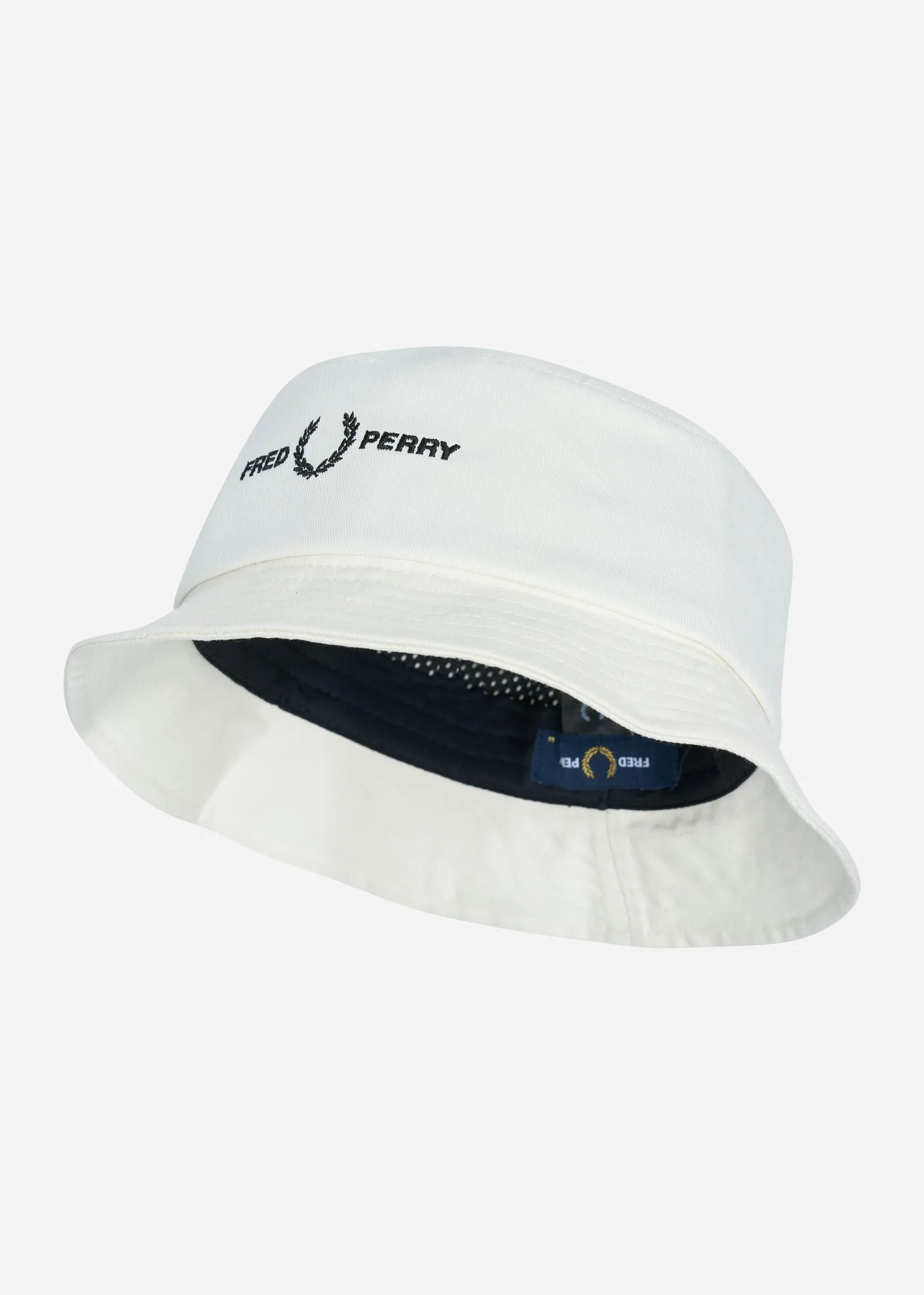 Graphic branded twill bucket hat - snow white