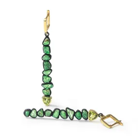 Halama Rough Tsavorite and Peridot Earrings