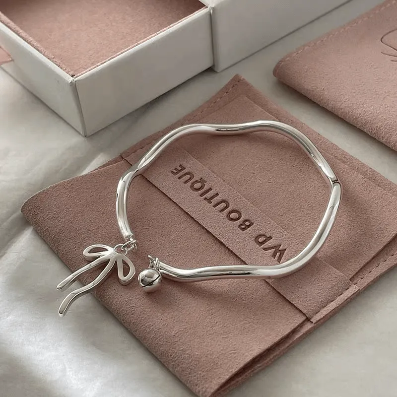 Handmade Silver Ribbon Bangle Bracelet