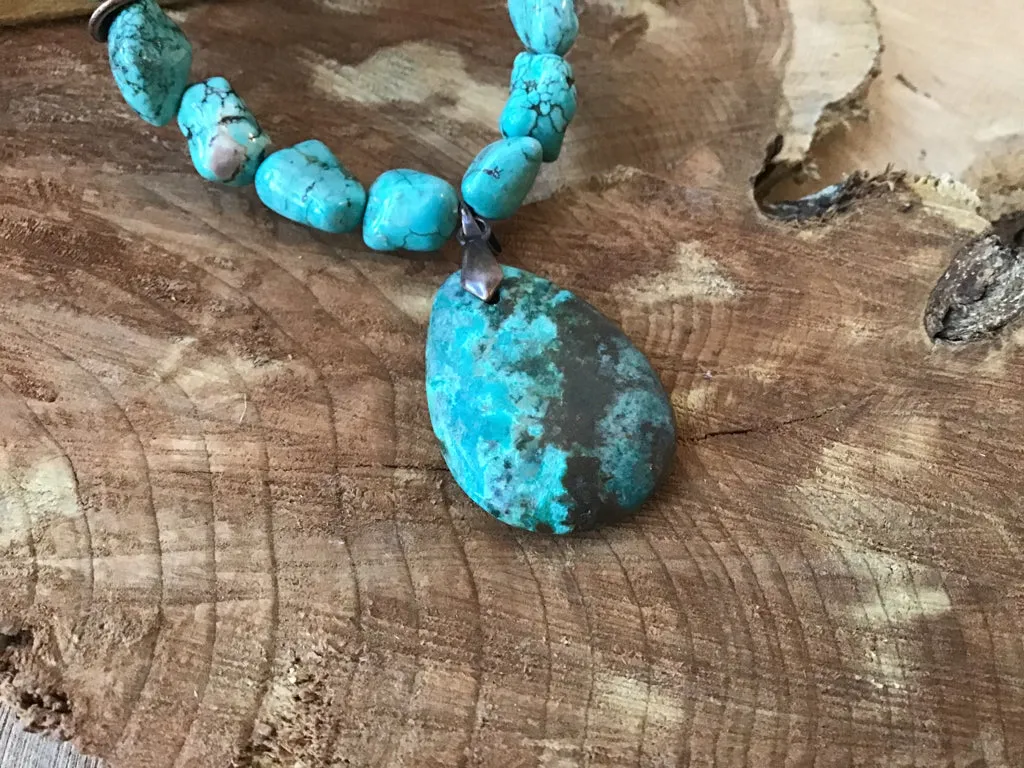 Handmade Turquoise Chunk Necklace