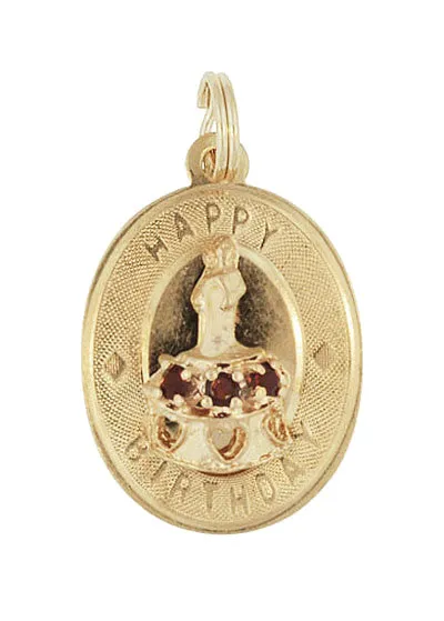 Happy Birthday Pendant Charm in 14 Karat Yellow Gold