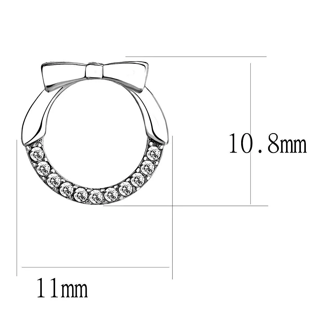 High polished (no plating) Stainless Steel Earrings with AAA Grade CZ in Clear for Women Clear Stone Color Style DA210