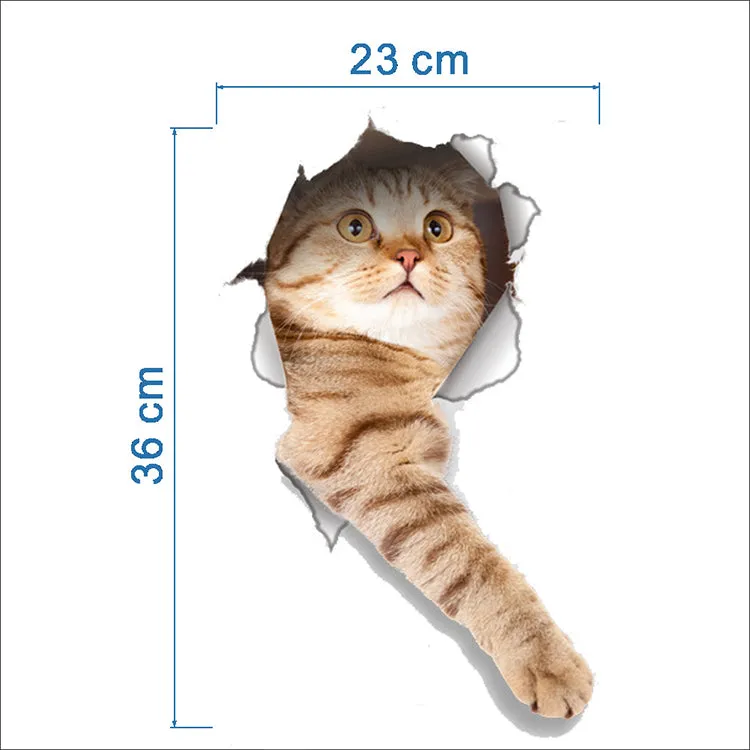 Hole View Vivid Dogs Cats 3D Wall Sticker Bathroom Home Decoration Animal Art Sticker Wall Poster