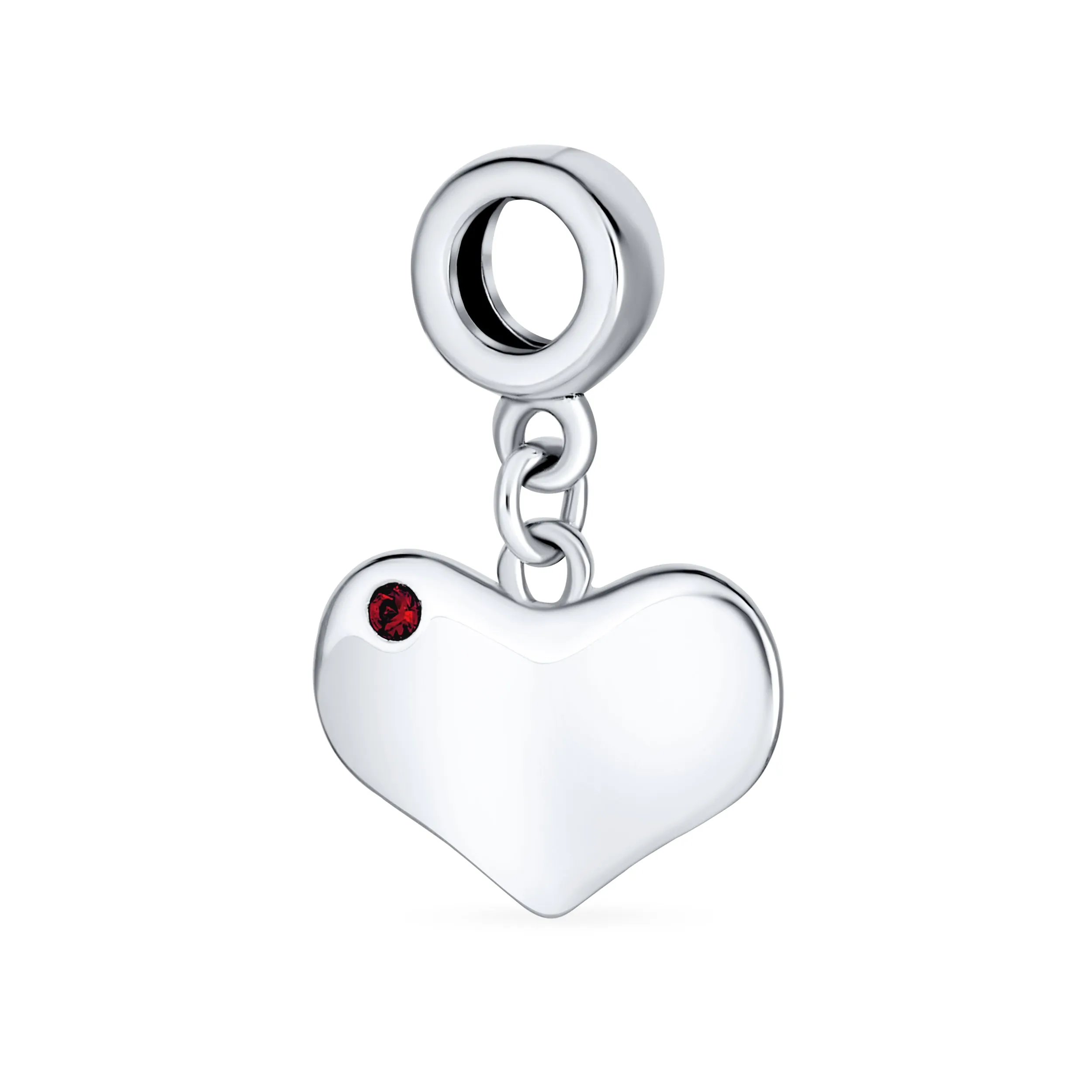 Initial Monogram Crystal Dangle Charm Bead Heart Sterling Silver Birthstone