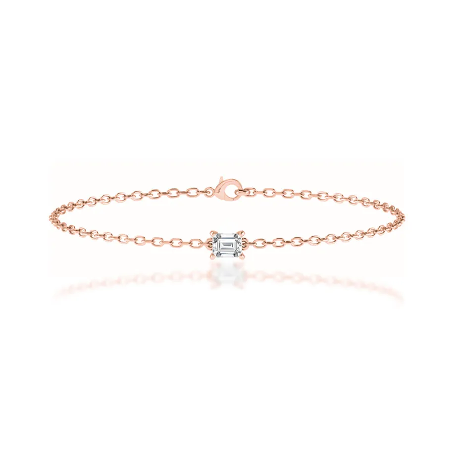 JADA - Lab Diamond Emerald Solitaire Bracelet 18k Rose Gold