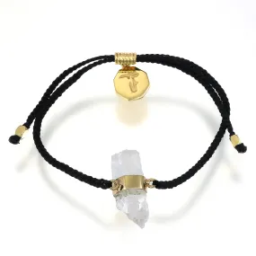 KIDS CRYSTAL BRACELET - BLACK WITH QUARTZ - GOLD