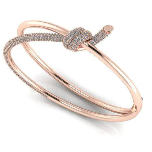 Knot Double Row Hinged Bangle 14K gold with Diamonds