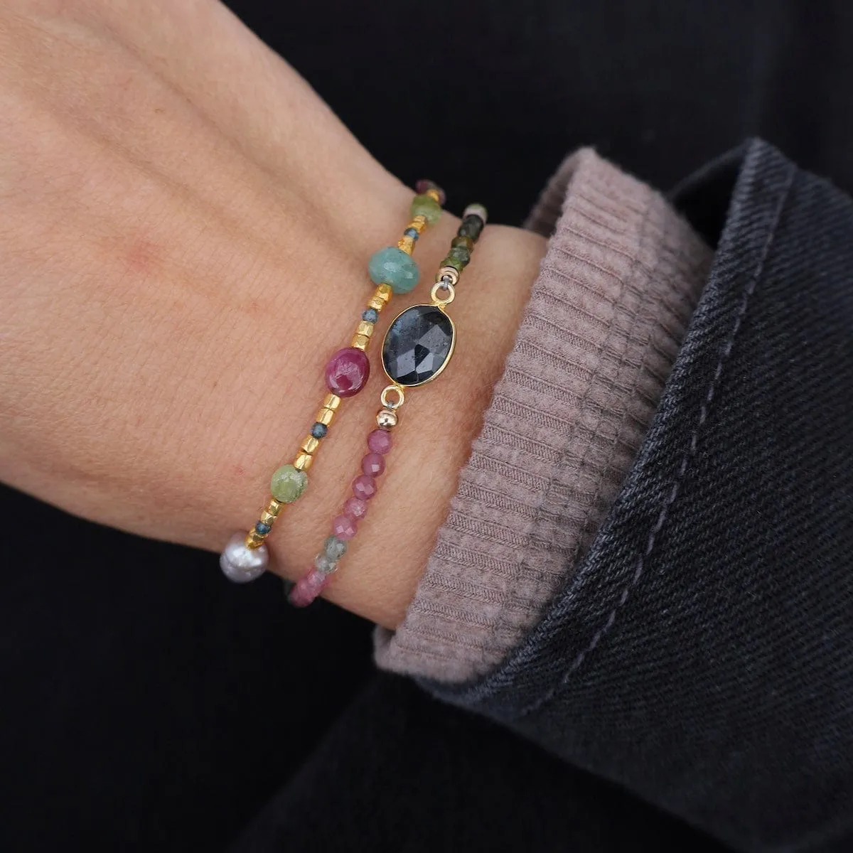 Kyanite Link & Rainbow Tourmaline Bracelet