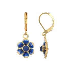 Lapis Gold Plated Brass Enamel Earrings