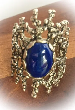 Lapis Lazuli Ring - Blue Statement Ring - Heavy Silver Ring