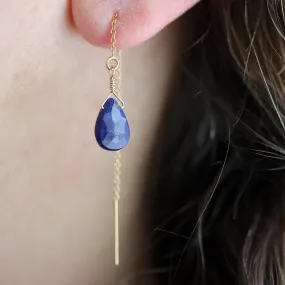 Lapis Lazuli Threader Earrings