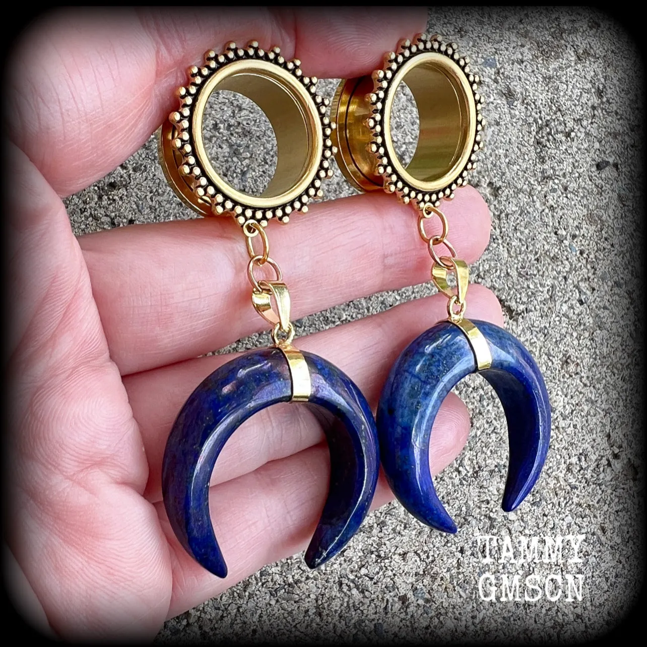 Lapis lazuli tunnel dangles-Boho tunnels