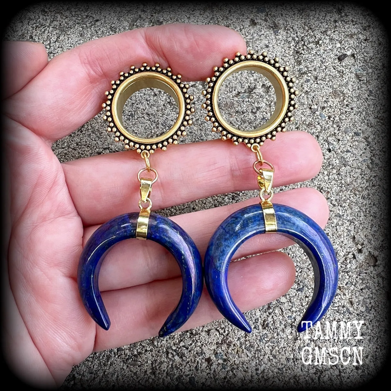 Lapis lazuli tunnel dangles-Boho tunnels