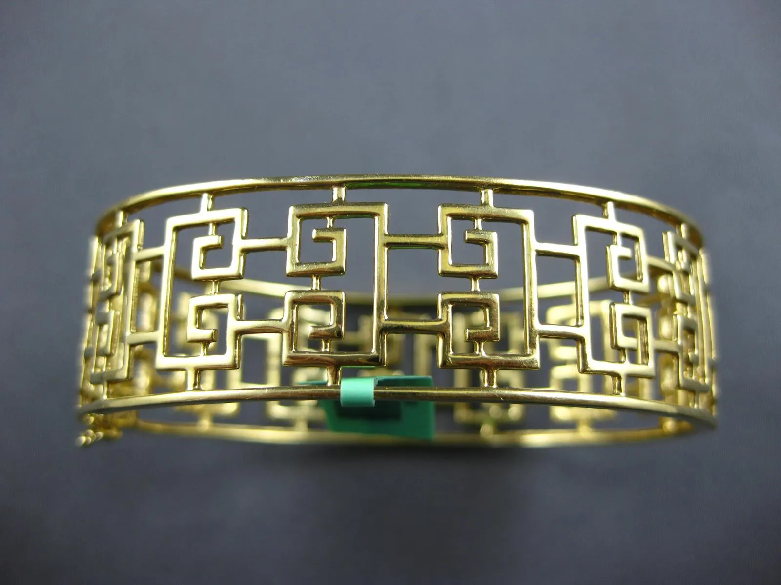 LARGE 3.47CT DIAMOND 18KT YELLOW GOLD 3D FILIGREE GREEK KEY CUFF BANGLE BRACELET