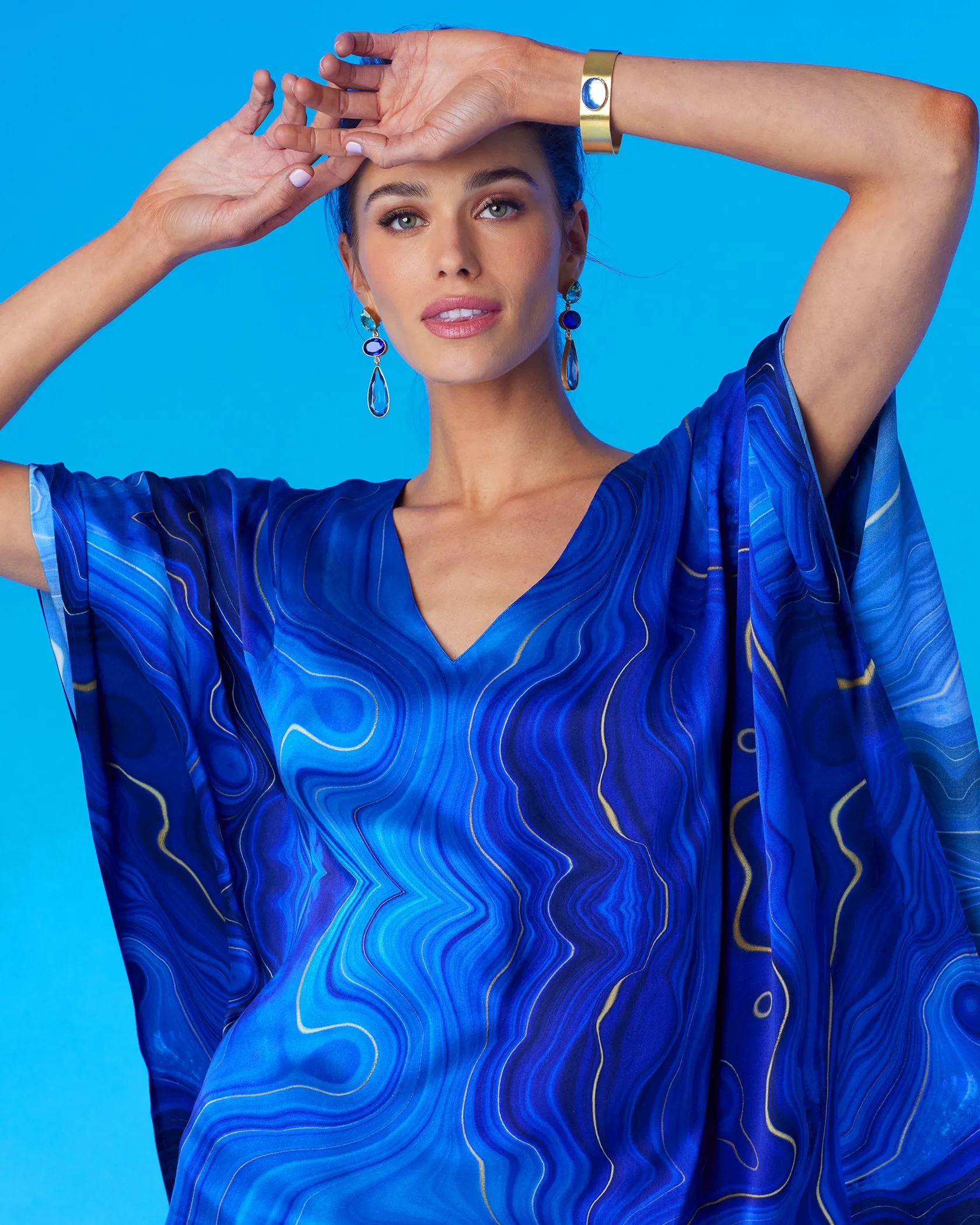 Lavinia Silk Kaftan in Lapis Lazuli