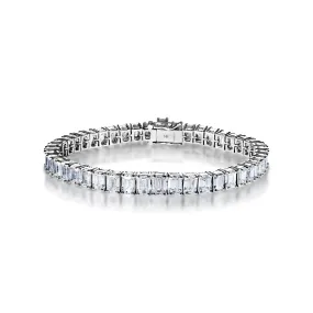 Liya 19 Carat Emerald Cut Single Row Lab Grown Diamond Tennis Bracelet in 14k White Gold