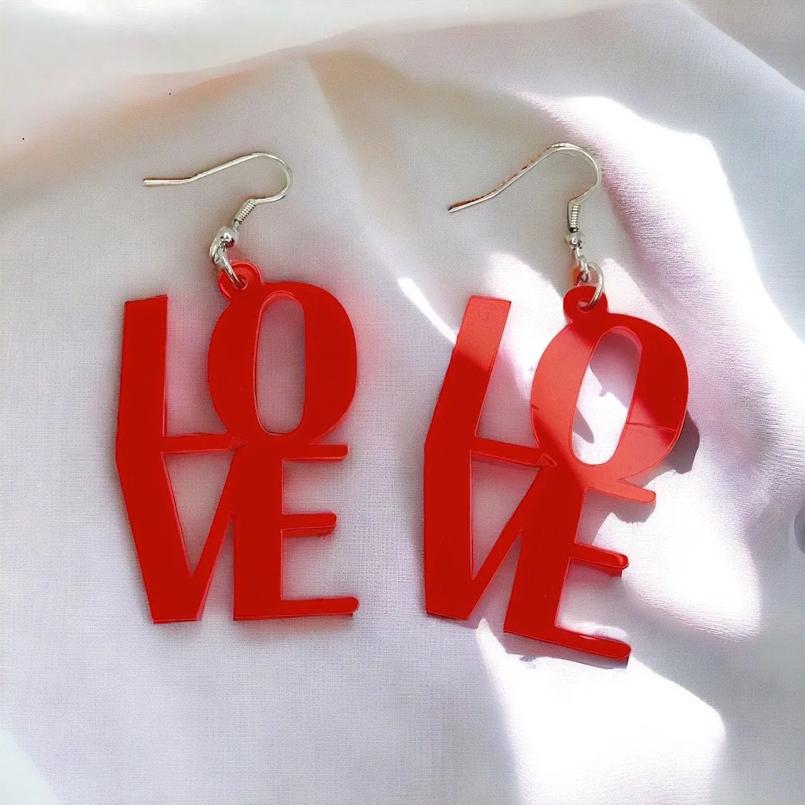 LOVE Earrings - Valentine’s Earrings, Love Earrings, Heart Accessories, Happy Valentine’s Day, Red Hearts, Valentine’s Jewelry, Boho Chic