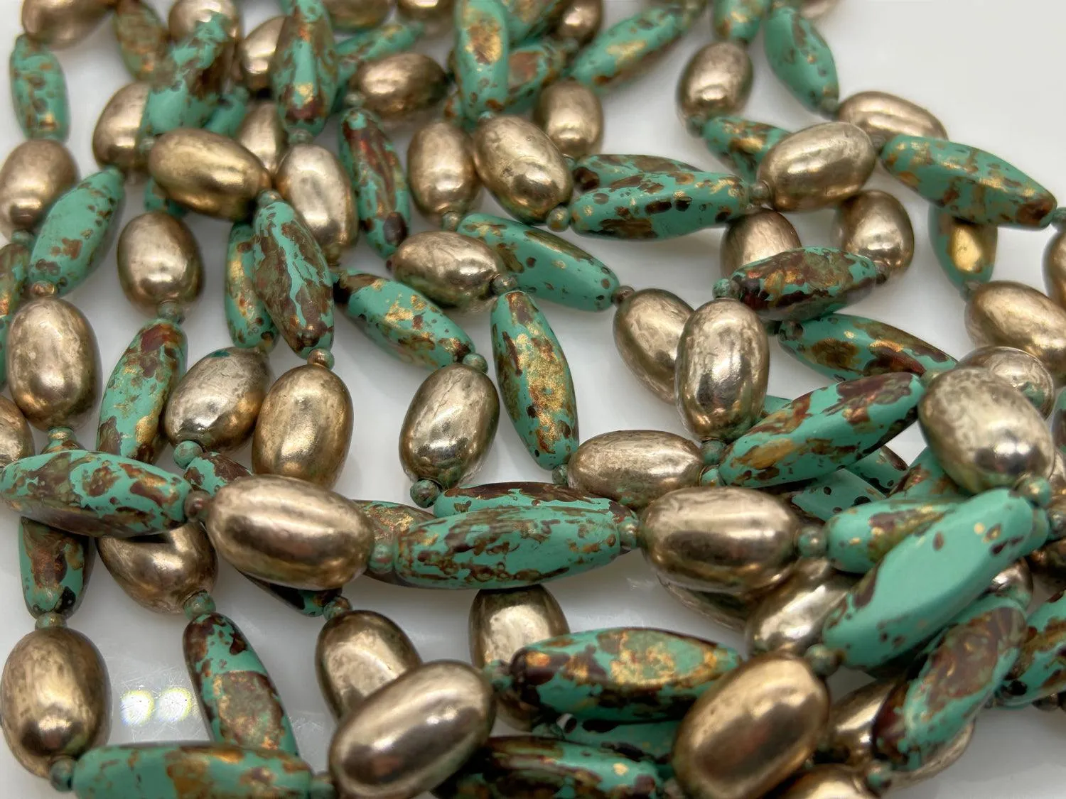 Lovely Six Strand Turquoise and Gold Bead Necklace