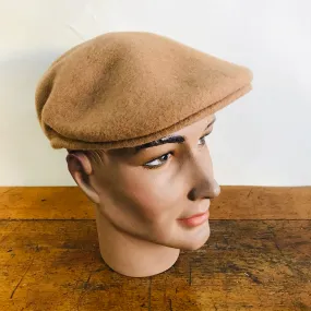 Luton - Cheese Cutter Flat Cap - Wool Felt - Camel - S/M and M/L