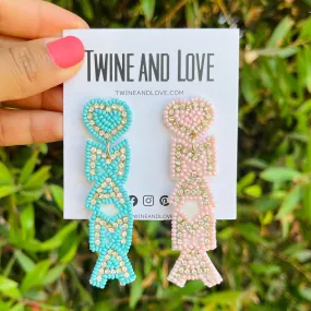 Mama Gender Reveal Beaded Earrings