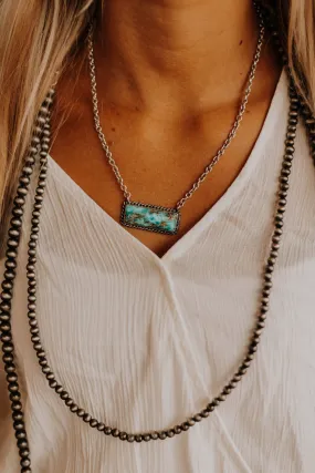 Marbled Turquoise Bar Necklace