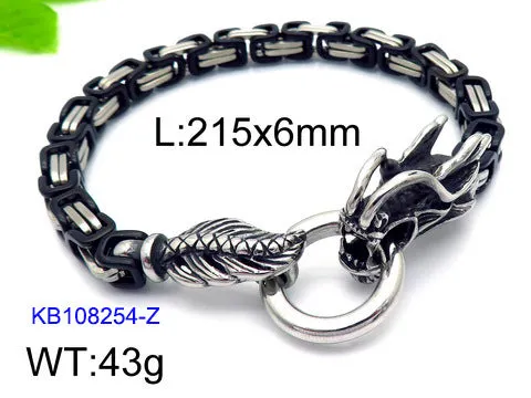 Men's Stainless Steel Dragon Bracelet - European and American Ethnic Style Fashion Accessory