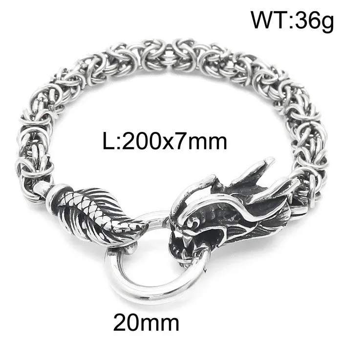 Men's Stainless Steel Dragon Bracelet - European and American Ethnic Style Fashion Accessory