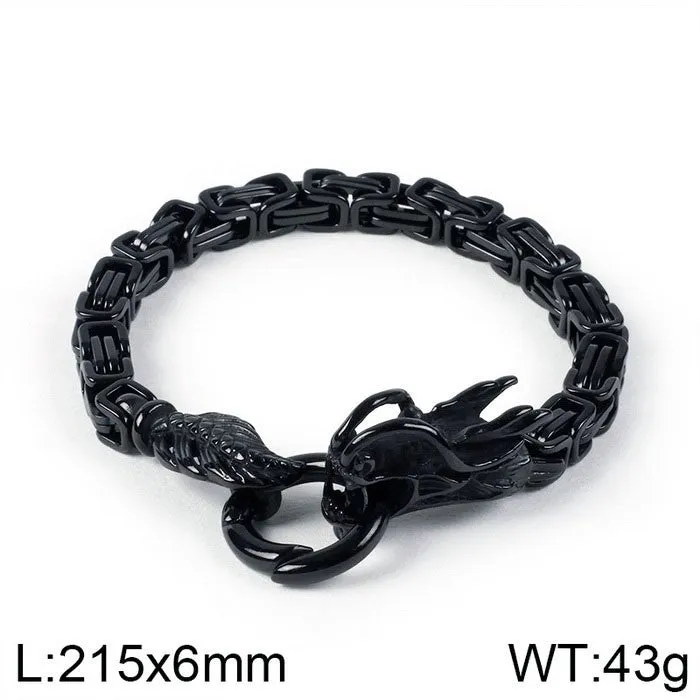 Men's Stainless Steel Dragon Bracelet - European and American Ethnic Style Fashion Accessory