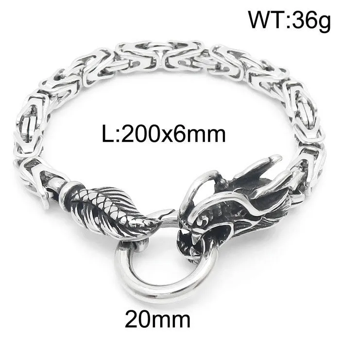 Men's Stainless Steel Dragon Bracelet - European and American Ethnic Style Fashion Accessory