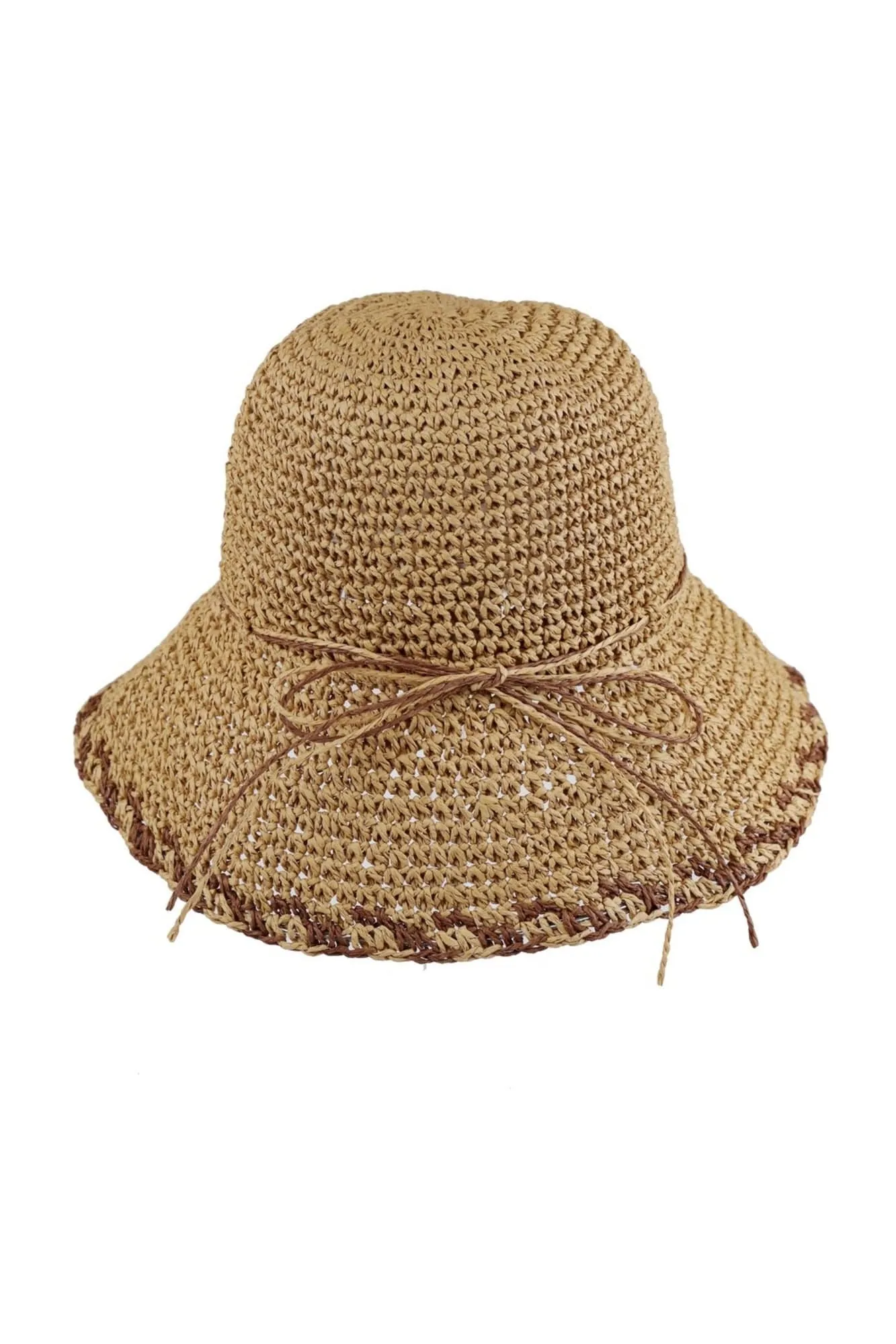 MH0170 Lucia Edge Detailed Straw Bucket Hat