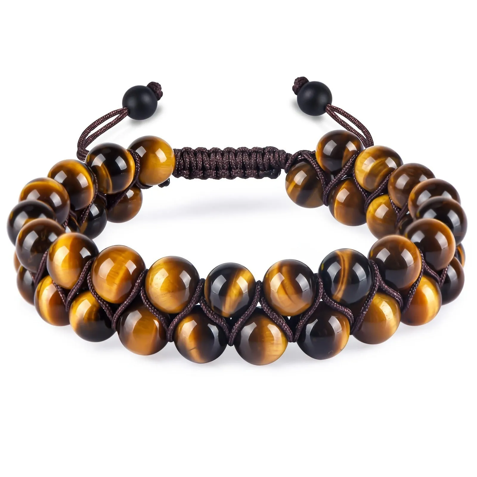 Natural Tiger Eye Agate Bracelet Men's Woven Adjustable Black Magnet Yoga Beaded Bracelet kode