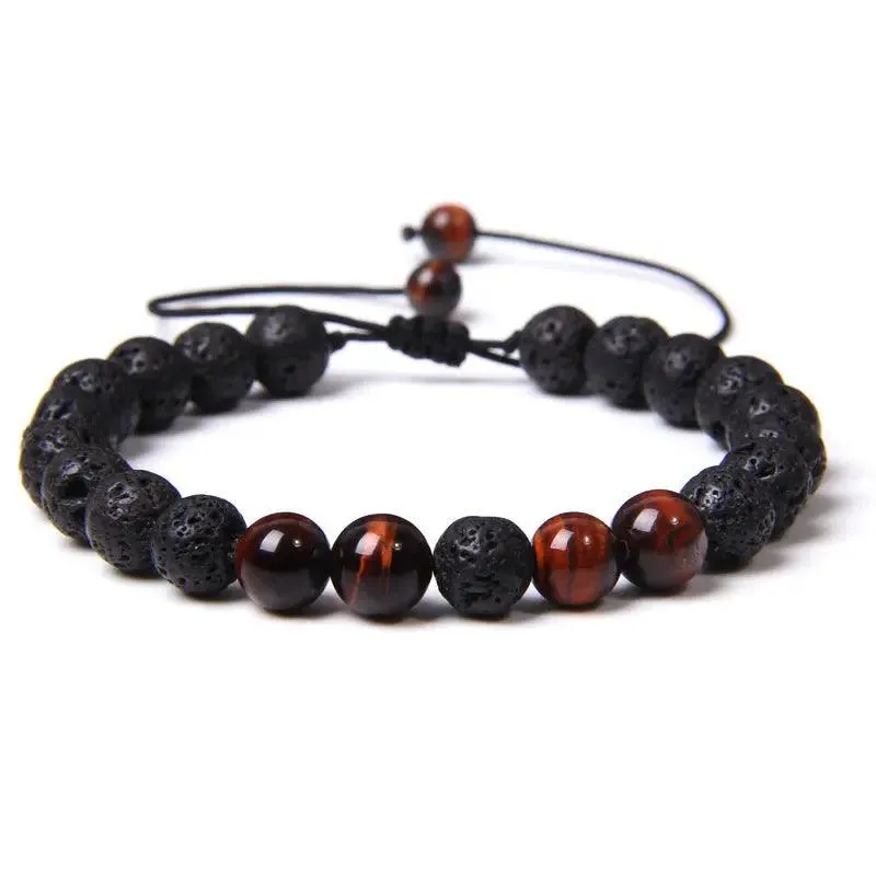 Natural Tiger Eye Stone Essential Oil Bracelet Women's Adjustable Tiger Eye Bracelet