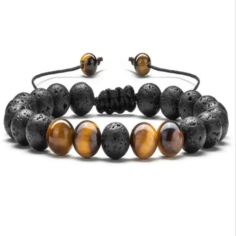 Natural Tiger Eye Stone Essential Oil Bracelet Women's Adjustable Tiger Eye Bracelet