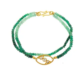 Nava Zahavi Yellow Gold Emerald and Diamonds Bracelet