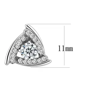 No Plating Stainless Steel Earrings with AAA Grade CZ in Clear for Women Clear Stone Color Style DA328