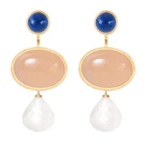 Ole Lynggaard Lapis, Blush Moonstone and White Quartz Earring Set