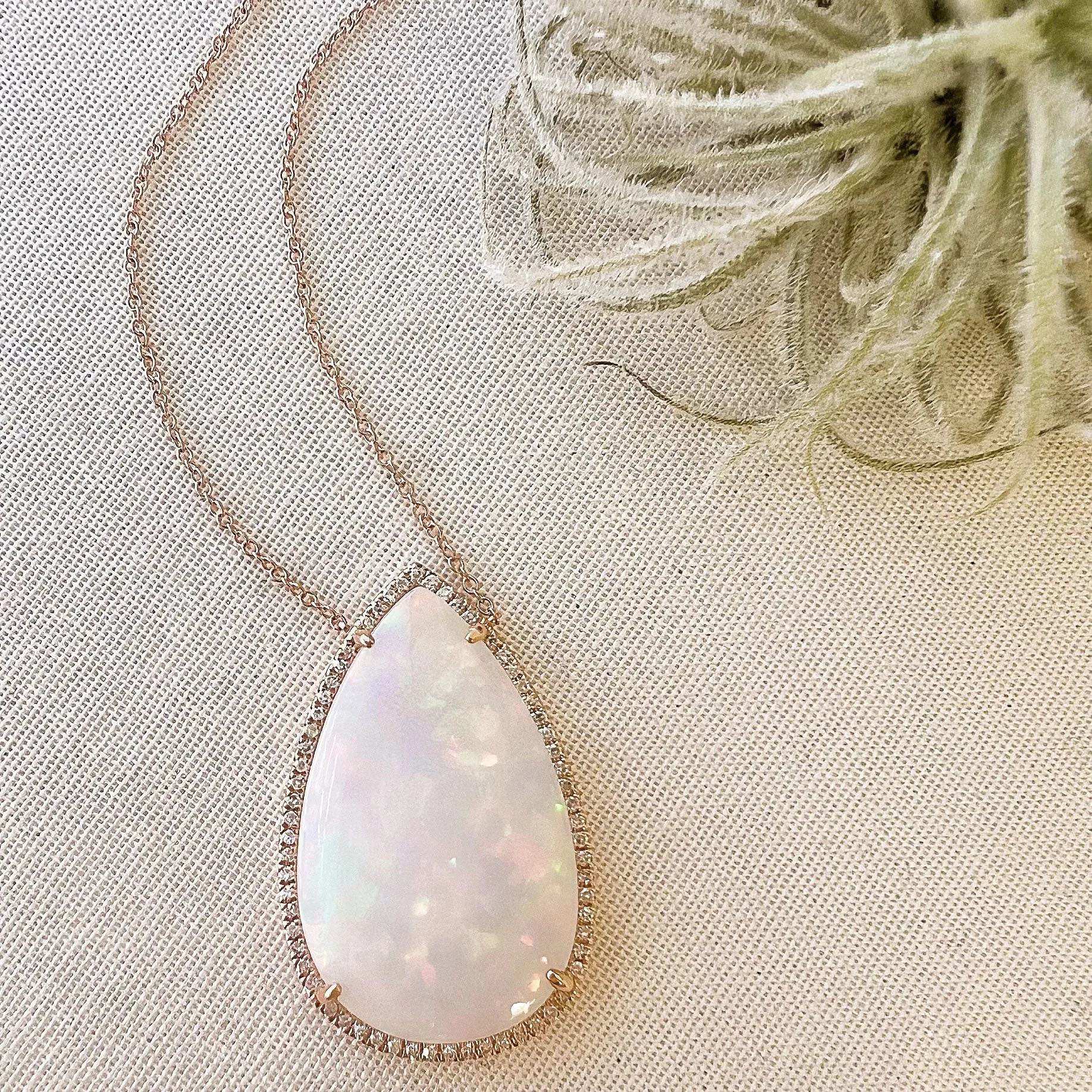 One of a Kind Pear Shape Opal Necklace