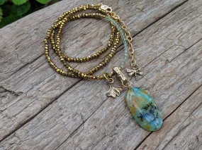 One-of-a-Kind Peruvian Blue Opal Necklace, Opal Pendant